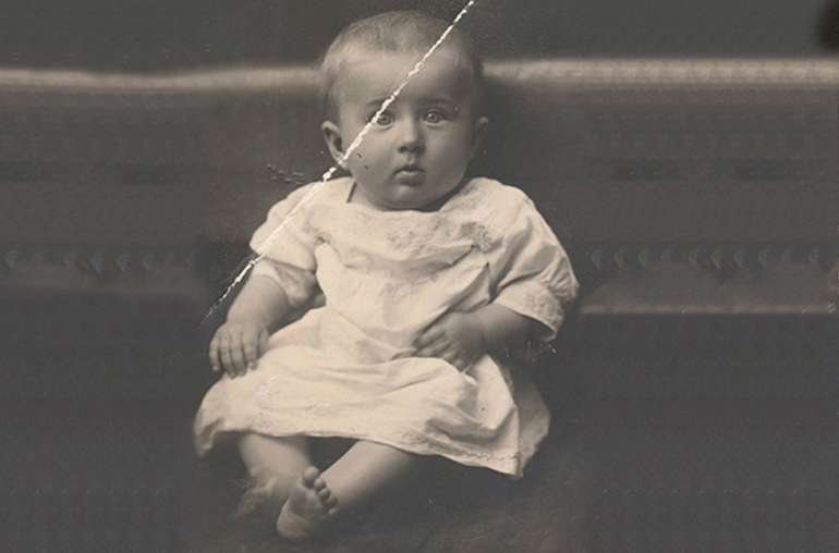 Before: Heavily Weathered Antique Photograph with Tears and Creases