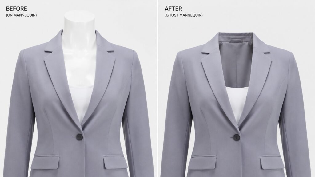 Before and after garment edit