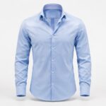 Light blue dress shirt on display