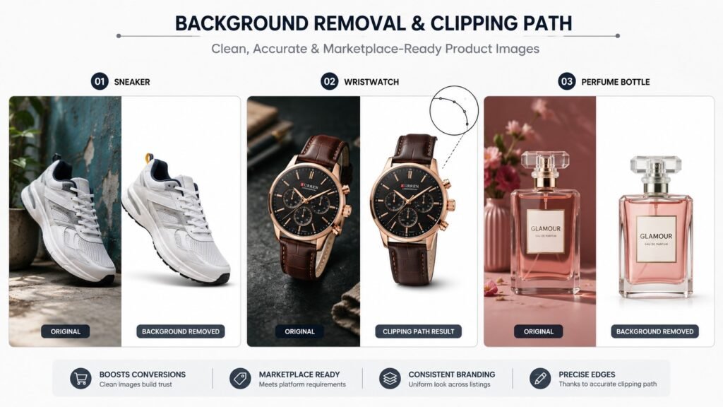 Photo editing before and after examples