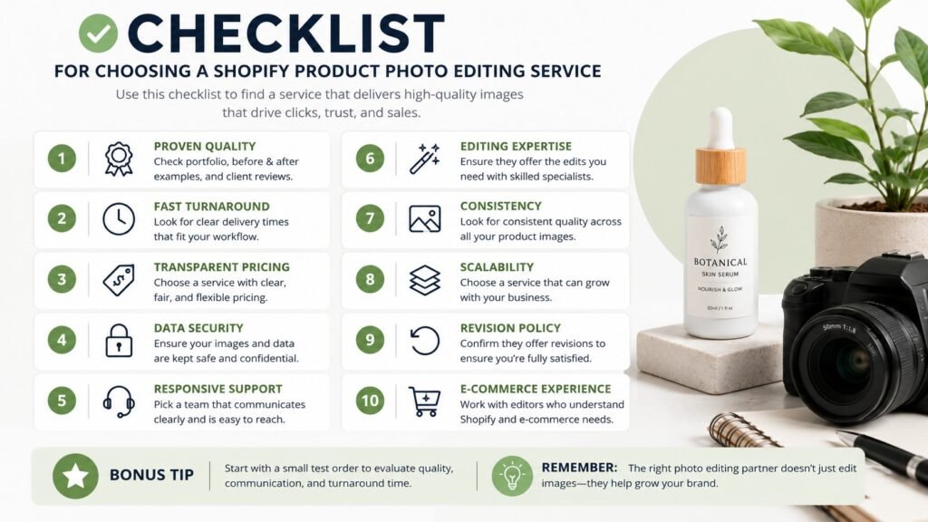 Shopify photo editing service checklist