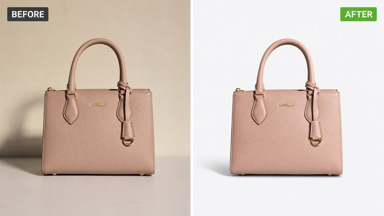 Product Image Retouching Service for Sharper Sales 1 Handbag before and after retouching